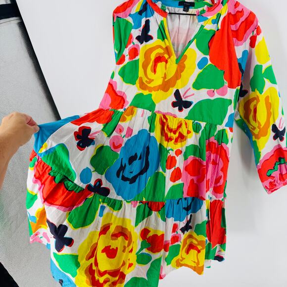 J.Crew Ratti Jardin Floral Tiered Popover Dress Size XL Party Dress with Pockets - Picture 4 of 8